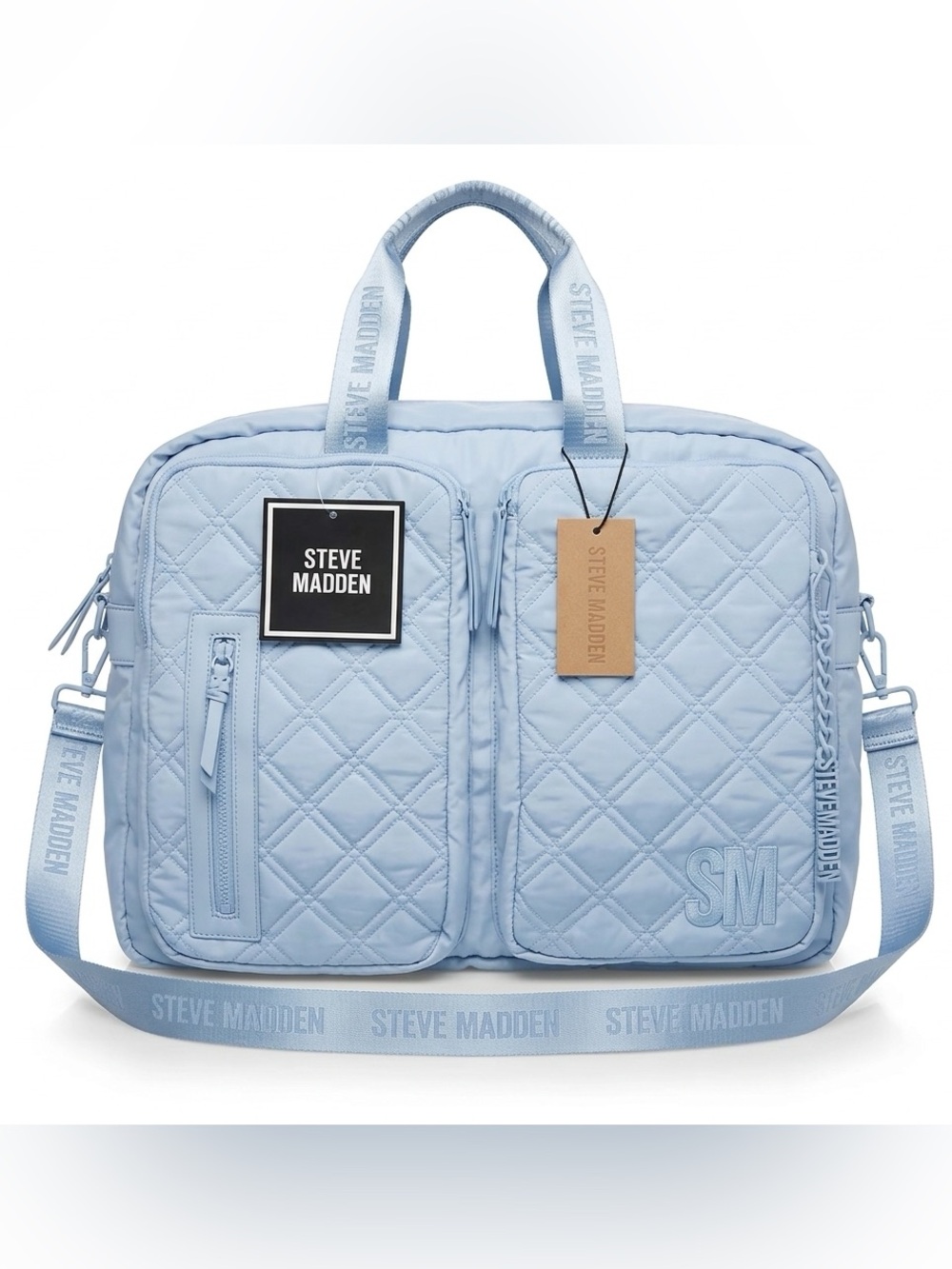 STEVE MADDEN BREGISS Light Blue Weekender Bag NWTS